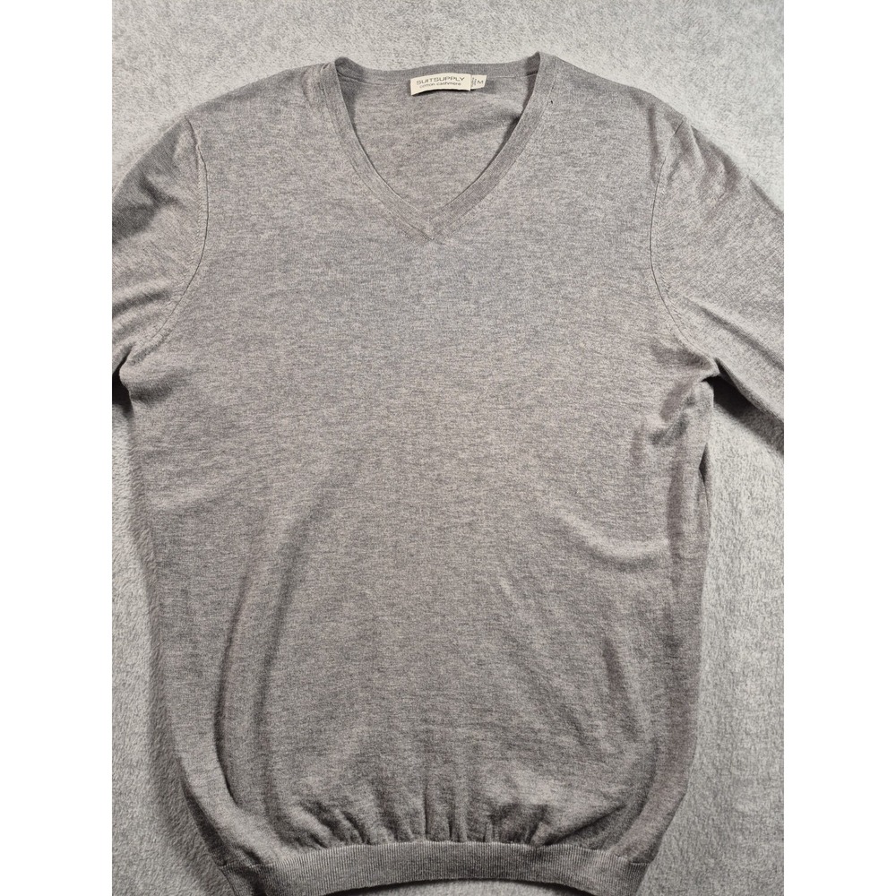Suitsupply Sweater Mens‎ Medium Gray Cotton Cashmere Long Sleeve Pullover Slim